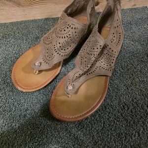 Chic Perforated Women's Sandals in Brown